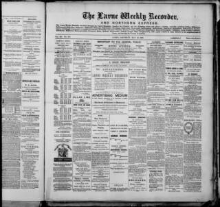 cover page of Larne Weekly Recorder & Northern Express published on May 26, 1883