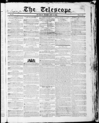 cover page of Telescope published on February 6, 1825