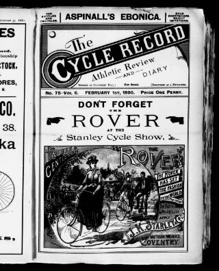 cover page of Cycle Record published on February 1, 1890