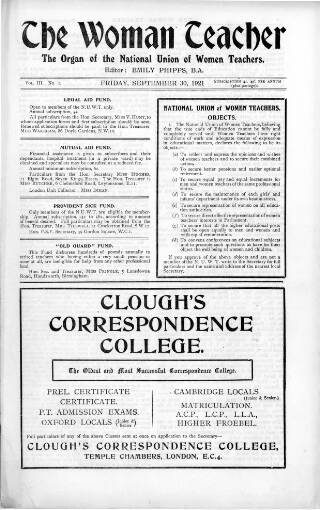 cover page of Woman Teacher published on December 30, 1921