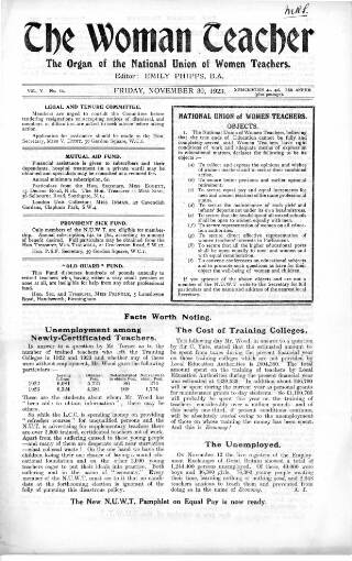 cover page of Woman Teacher published on November 30, 1923