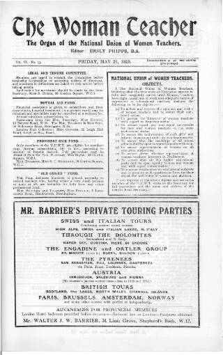 cover page of Woman Teacher published on May 29, 1925