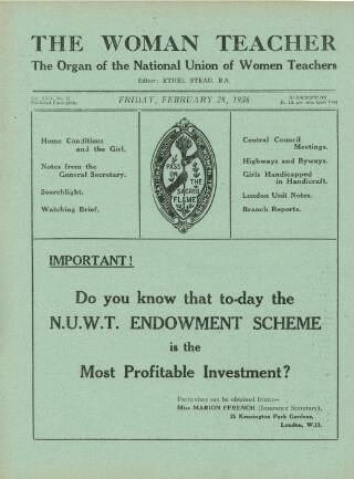 cover page of Woman Teacher published on February 28, 1936