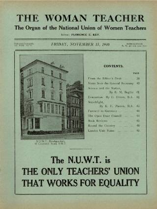 cover page of Woman Teacher published on November 15, 1940