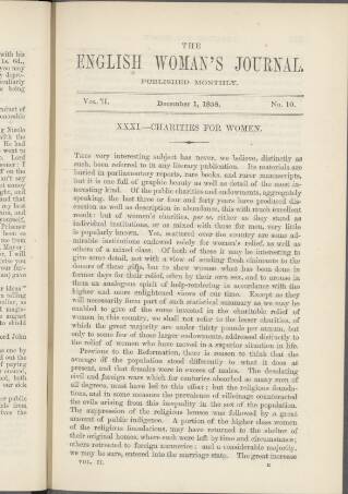 cover page of English Woman's Journal published on December 1, 1858