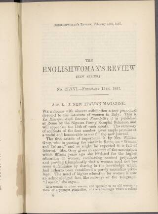 cover page of Englishwoman's Review published on February 15, 1887