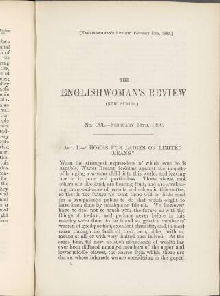 cover page of Englishwoman's Review published on February 15, 1890