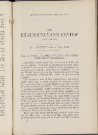 cover page of Englishwoman's Review published on July 15, 1909
