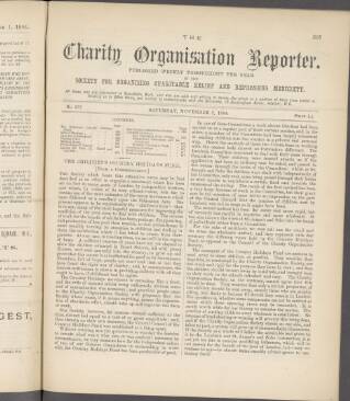 cover page of Charity Organisation Reporter published on November 8, 1884