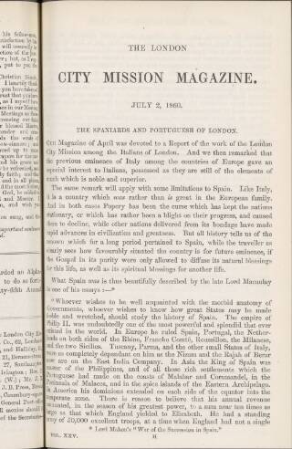 cover page of London City Mission Magazine published on July 2, 1860