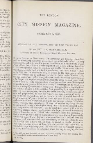cover page of London City Mission Magazine published on February 1, 1862
