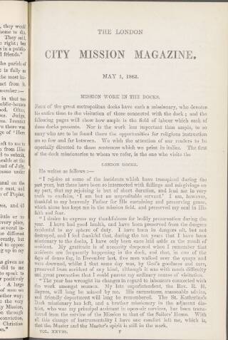 cover page of London City Mission Magazine published on May 1, 1863