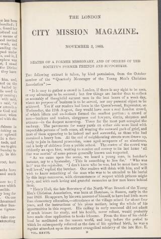cover page of London City Mission Magazine published on November 2, 1863