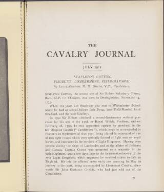 cover page of Cavalry Journal published on July 1, 1912