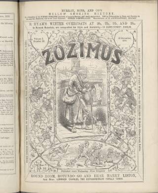 cover page of Zozimus published on November 30, 1870