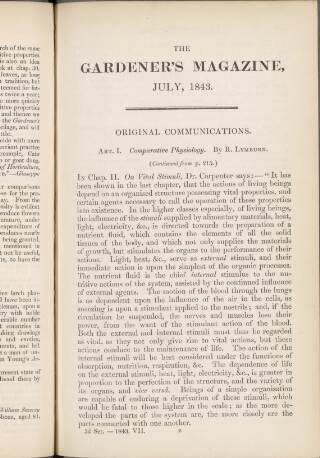 cover page of Gardener's Magazine published on July 1, 1843