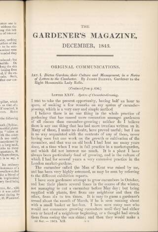 cover page of Gardener's Magazine published on December 1, 1843