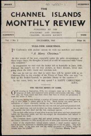 cover page of Channel Islands Monthly Review published on December 1, 1941