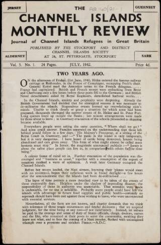 cover page of Channel Islands Monthly Review published on July 1, 1942