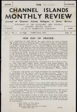 cover page of Channel Islands Monthly Review published on February 1, 1943