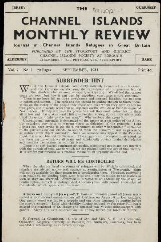cover page of Channel Islands Monthly Review published on September 1, 1944